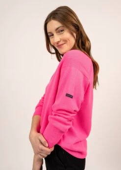 SAINT JAMES Pull à Col V Toronto - En Laine Et Cachemire (ROSE FLUO) -Chic Marin Soldes 2044 ROSE FLUO 04