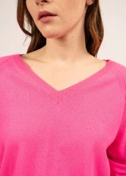 SAINT JAMES Pull à Col V Toronto - En Laine Et Cachemire (ROSE FLUO) -Chic Marin Soldes 2044 ROSE FLUO 05