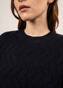 SAINT JAMES Pull Court En Laine Quebec - En Maille Structurée Et Manche Bouffante (NAVY) -Chic Marin Soldes 2045 NAVY 05