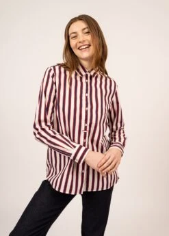 SAINT JAMES Chemise Rayée Fabiola - En Popeline De Coton (BLANC D'HIVER/AMIRAL/ROUGE)