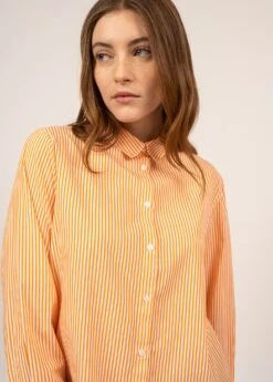 SAINT JAMES Chemise Rayée Florica - à Manches Longues, En Coton (BLANC/ORANGE) -Chic Marin Soldes 2050 BLANC ORANGE 04