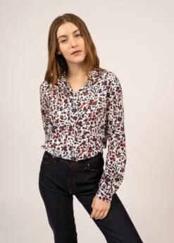 SAINT JAMES Chemisier à Motifs Floriane - En Popeline De Coton (BLANC/AMIRAL/ROSE)