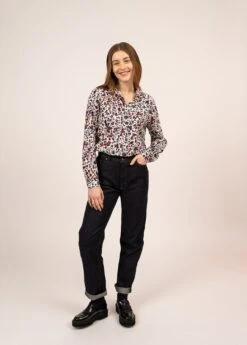 SAINT JAMES Chemisier à Motifs Floriane - En Popeline De Coton (BLANC/AMIRAL/ROSE) -Chic Marin Soldes 2052 BLA AMIRAL ROSE 03