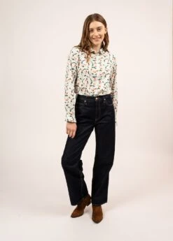 SAINT JAMES Chemisier à Motifs Flavie - En Popeline De Coton (BLANC/JADE/ORANGE) -Chic Marin Soldes 2058 BLAN JADE ORANGE 03