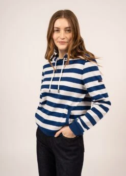 SAINT JAMES Sweat à Capuche Violetta - Rayé, En Coton (JAVA/BLANC D'HIVER)