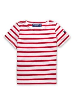 SAINT JAMES T-shirt Marinière Enfant Levant - En Coton Léger (NEIGE/TULIPE)