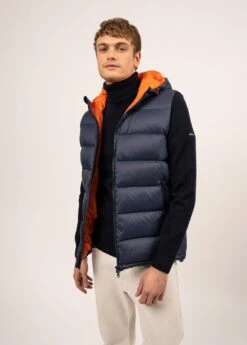 SAINT JAMES Doudoune Sans Manche St Otis - à Capuche (NAVY/ORANGE FLUO)
