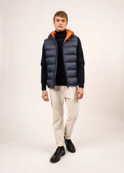 SAINT JAMES Doudoune Sans Manche St Otis - à Capuche (NAVY/ORANGE FLUO) -Chic Marin Soldes 2073 NAVY ORANGE FLUO 03