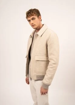 SAINT JAMES Blouson St Neo - à Col Chemise, En Drap De Laine (NATUREL)