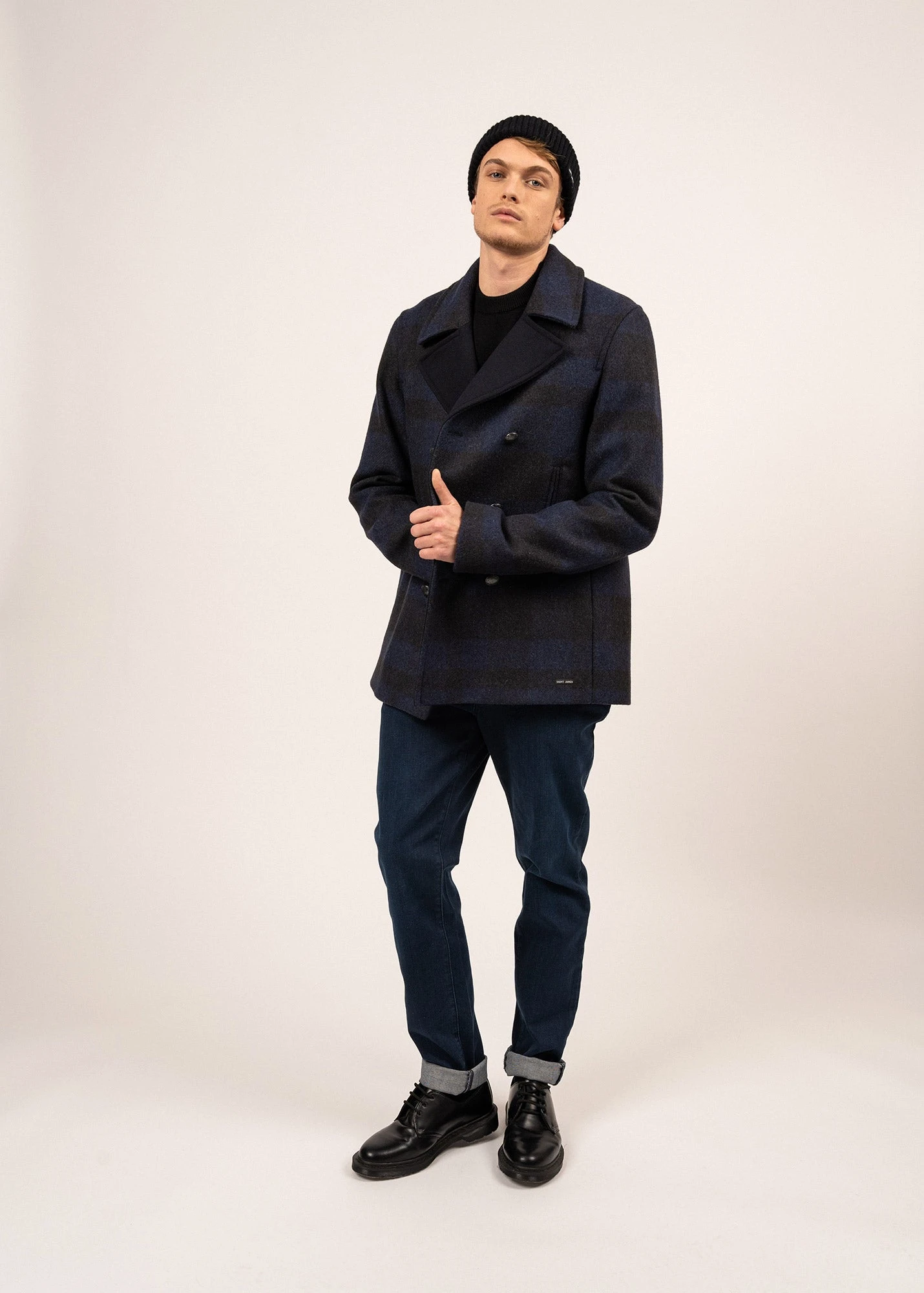 SAINT JAMES Caban à Carreaux St Nylson - En Drap De Laine (BLEU CHINE) 3 SAINT JAMES Caban à Carreaux St Nylson - En Drap De Laine (BLEU CHINE)