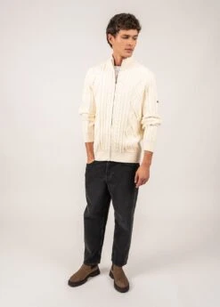 SAINT JAMES Veste En Maille Structurée Tofino - En Laine, à Col Montant (BLANC D'HIVER) -Chic Marin Soldes 2091 5 BLANC D HIVER E Shop BD 03