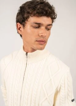 SAINT JAMES Veste En Maille Structurée Tofino - En Laine, à Col Montant (BLANC D'HIVER) -Chic Marin Soldes 2091 5 BLANC D HIVER E Shop BD 04