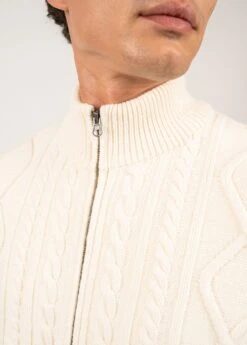 SAINT JAMES Veste En Maille Structurée Tofino - En Laine, à Col Montant (BLANC D'HIVER) -Chic Marin Soldes 2091 5 BLANC D HIVER E Shop BD 05