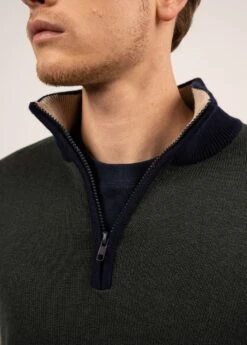 SAINT JAMES Pull Tricolore Edmonton - à Col Montant, En Laine Et Cachemire (VEGETAL/MARINE/NATUREL) -Chic Marin Soldes 2092 VEGET MARIN NATU 05