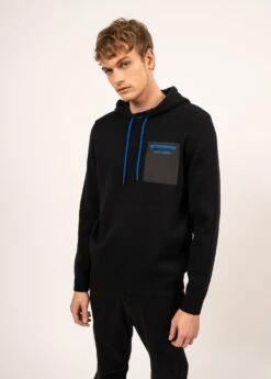 SAINT JAMES Sweat En Laine Banff - à Capuche (NOIR/GITANE)