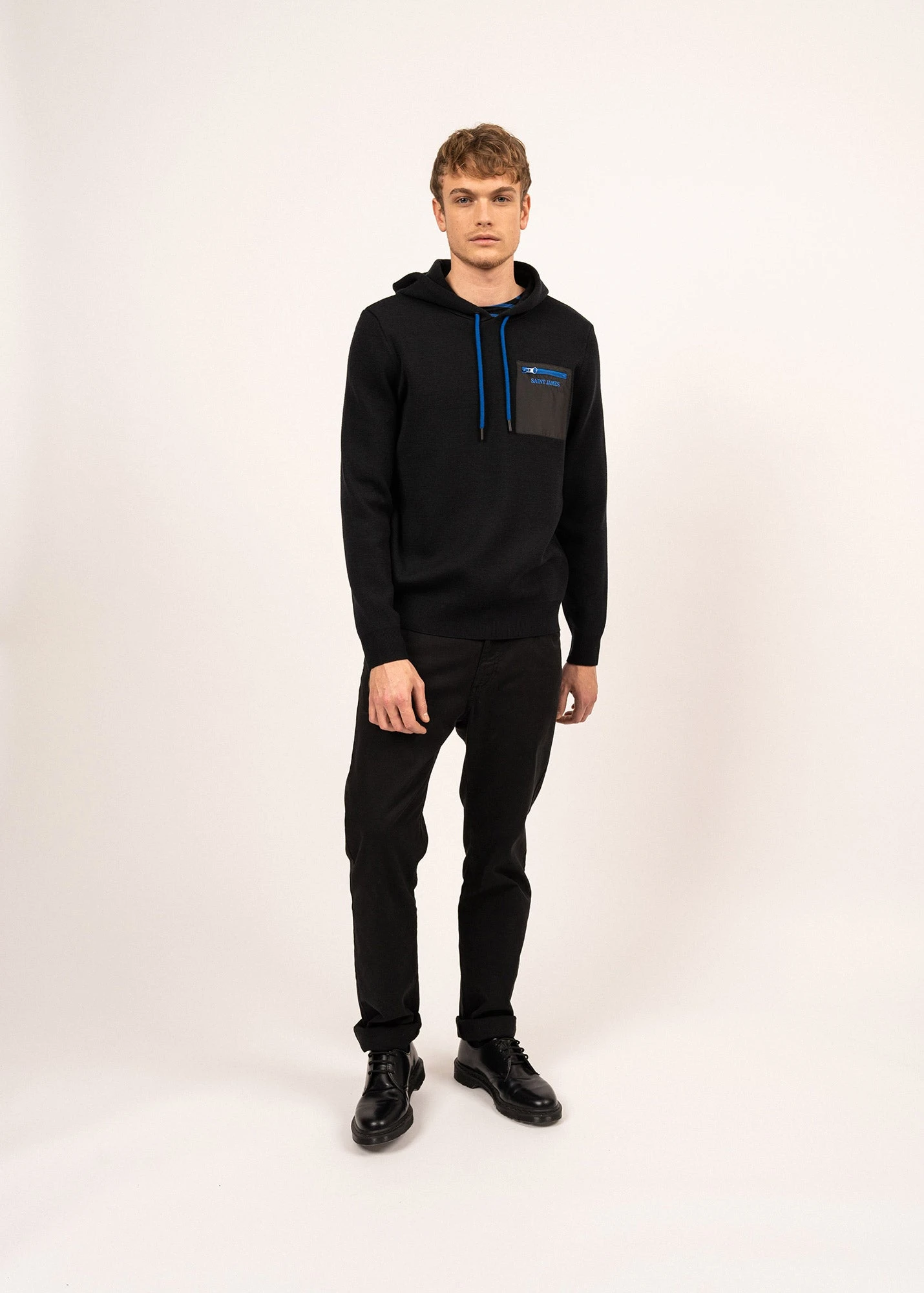 SAINT JAMES Sweat En Laine Banff - à Capuche (NOIR/GITANE) 5 SAINT JAMES Sweat En Laine Banff - à Capuche (NOIR/GITANE) - Image 3