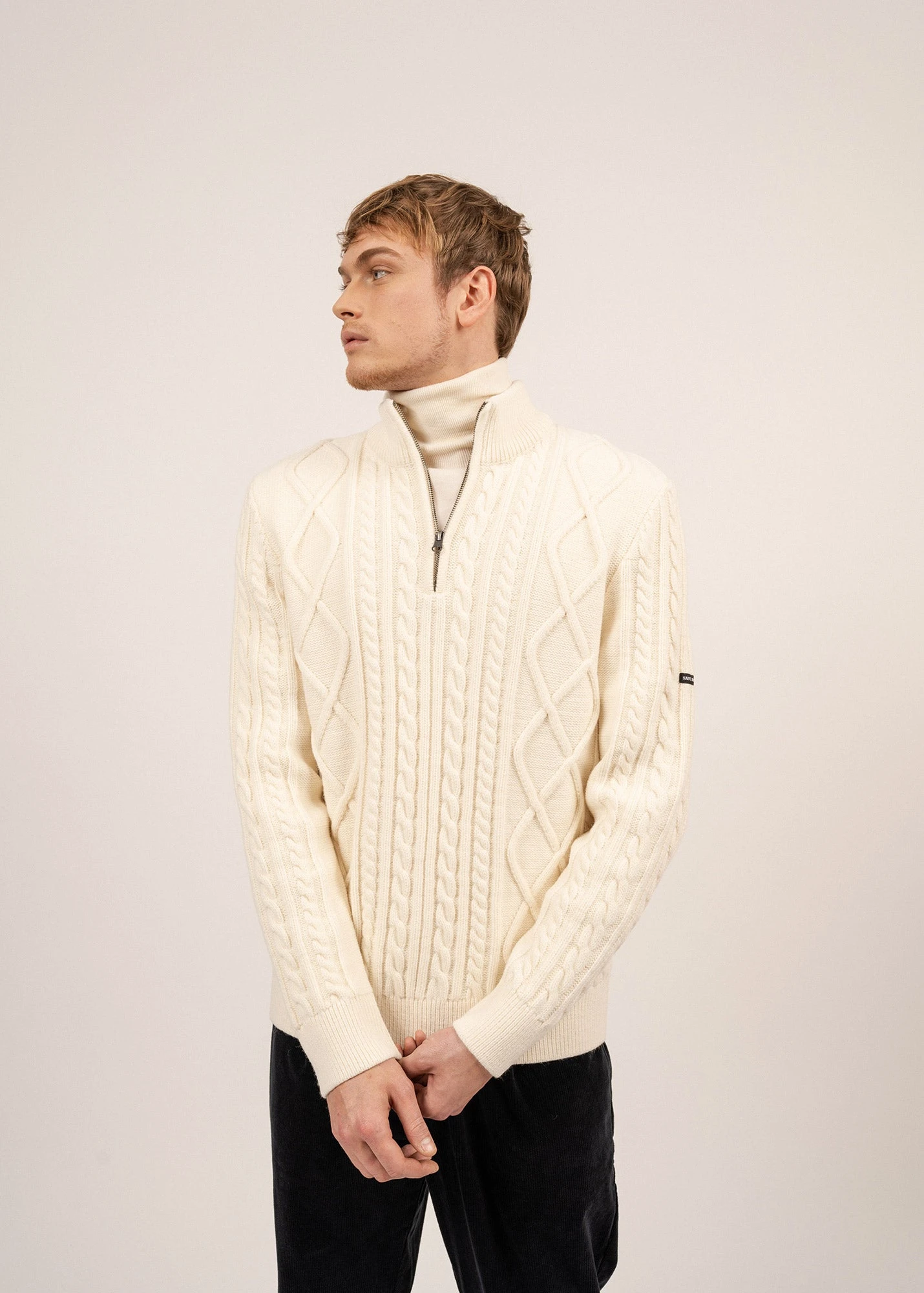 SAINT JAMES Pull à Torsades Terre Neuve - à Col Montant, En Laine (BLANC D'HIVER) 3 SAINT JAMES Pull à Torsades Terre Neuve - à Col Montant, En Laine (BLANC D'HIVER)