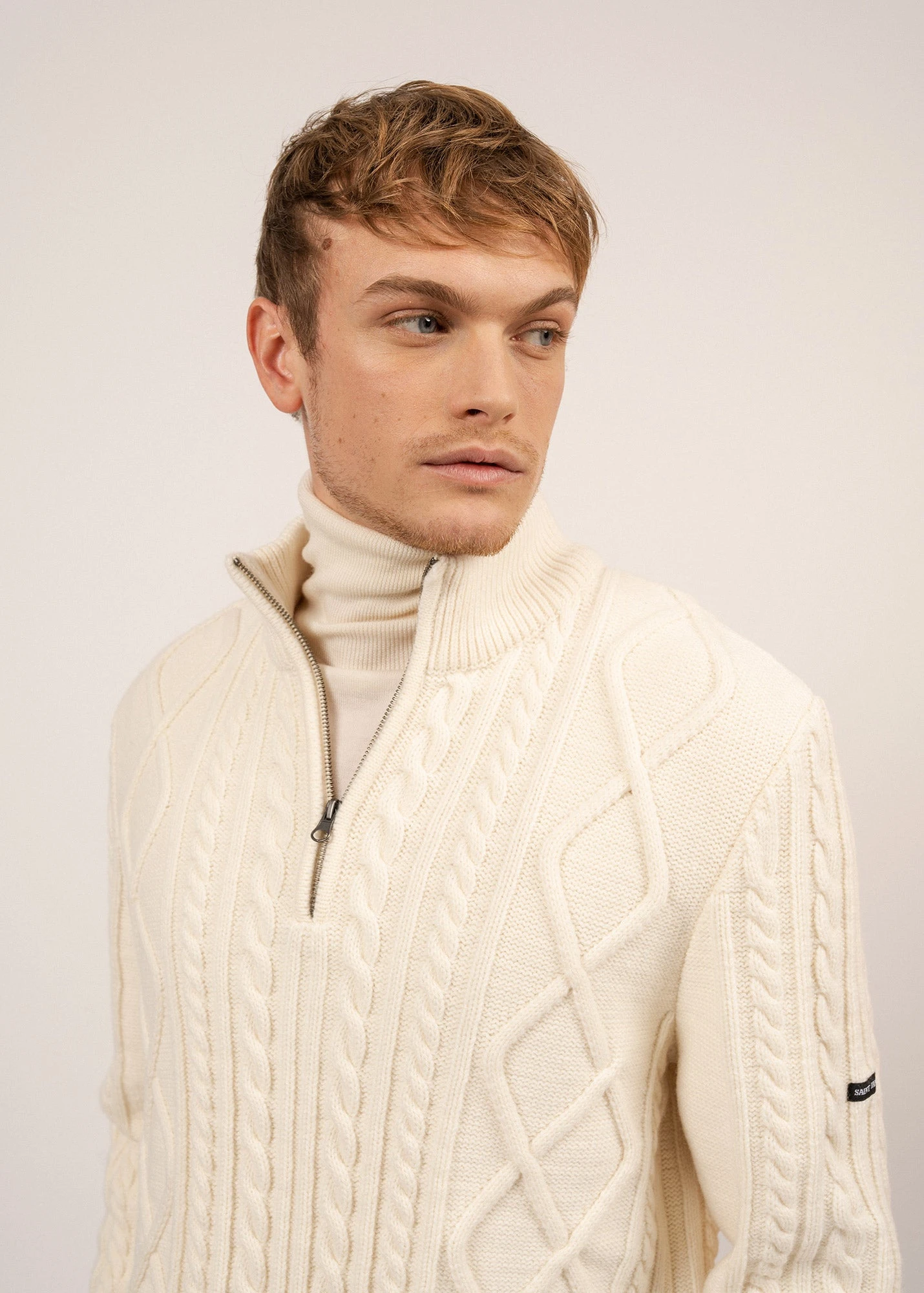 SAINT JAMES Pull à Torsades Terre Neuve - à Col Montant, En Laine (BLANC D'HIVER) 6 SAINT JAMES Pull à Torsades Terre Neuve - à Col Montant, En Laine (BLANC D'HIVER) - Image 4