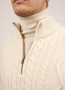 SAINT JAMES Pull à Torsades Terre Neuve - à Col Montant, En Laine (BLANC D'HIVER) 11 SAINT JAMES Pull à Torsades Terre Neuve - à Col Montant, En Laine (BLANC D'HIVER) -Chic Marin Soldes 2094 BLANC D HIVER 05