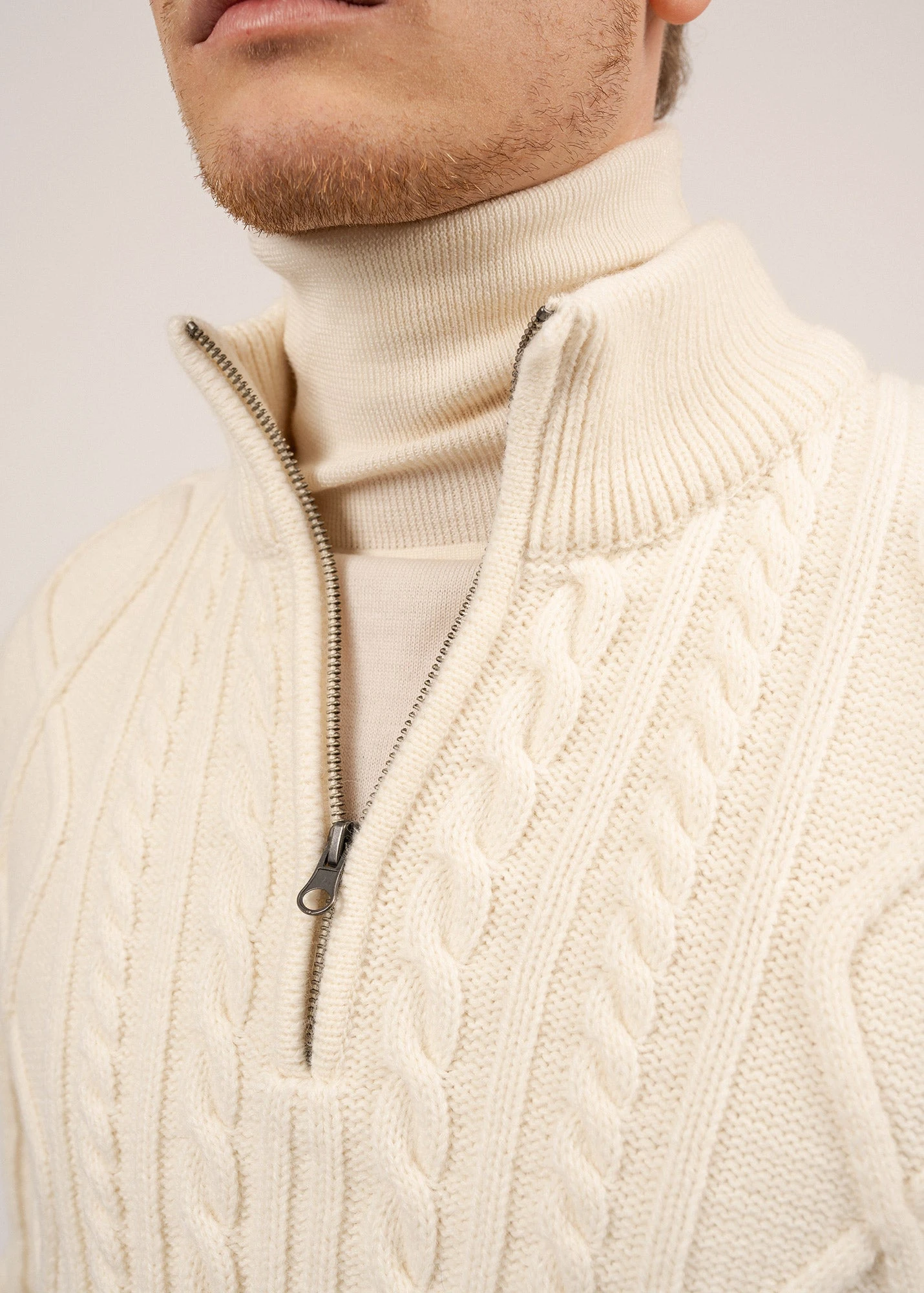 SAINT JAMES Pull à Torsades Terre Neuve - à Col Montant, En Laine (BLANC D'HIVER) 7 SAINT JAMES Pull à Torsades Terre Neuve - à Col Montant, En Laine (BLANC D'HIVER) - Image 5