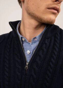 SAINT JAMES Pull à Torsades Terre Neuve - à Col Montant, En Laine (NAVY) -Chic Marin Soldes 2094 NAVY 05