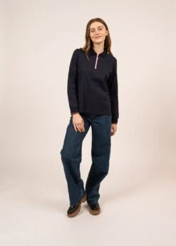 SAINT JAMES Polo En Coton Trinity - à Col Zippé Et Manches Longues (AMIRAL) -Chic Marin Soldes 2100 AMIRAL 03