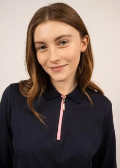 SAINT JAMES Polo En Coton Trinity - à Col Zippé Et Manches Longues (AMIRAL) -Chic Marin Soldes 2100 AMIRAL 04