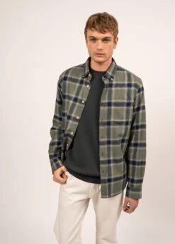 SAINT JAMES Chemise à Carreaux Mika - à Manches Longues, En Coton (VEGETAL/MARINE)