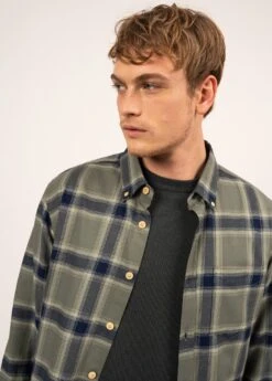 SAINT JAMES Chemise à Carreaux Mika - à Manches Longues, En Coton (VEGETAL/MARINE) -Chic Marin Soldes 2126 VEGETAL MARINE 04