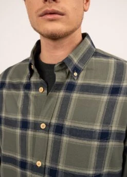 SAINT JAMES Chemise à Carreaux Mika - à Manches Longues, En Coton (VEGETAL/MARINE) -Chic Marin Soldes 2126 VEGETAL MARINE 05