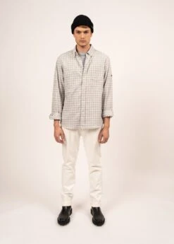 SAINT JAMES Chemise à Petits Carreaux Mewen - à Manches Longues, En Coton (GRIS/BLANC D'HIVER)