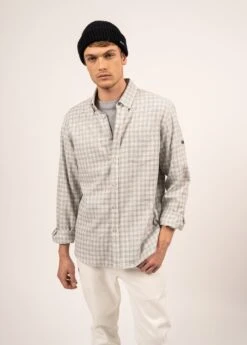 SAINT JAMES Chemise à Petits Carreaux Mewen - à Manches Longues, En Coton (GRIS/BLANC D'HIVER) -Chic Marin Soldes 2127 GRIS BLA D HIVER 03