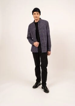 SAINT JAMES Chemise à Motifs Florian - à Manches Longues, En Coton (NOIR/ROSE FLUO) -Chic Marin Soldes 2132 NOIR ROSE FLUO 03