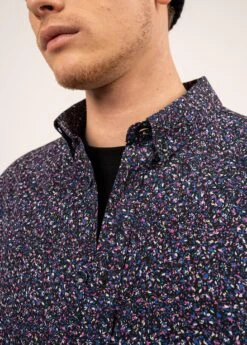 SAINT JAMES Chemise à Motifs Florian - à Manches Longues, En Coton (NOIR/ROSE FLUO) -Chic Marin Soldes 2132 NOIR ROSE FLUO 05