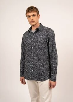 SAINT JAMES Chemise à Motifs François - à Manches Longues, En Coton (NAVY/JADE) -Chic Marin Soldes 2133 NAVY JADE 03