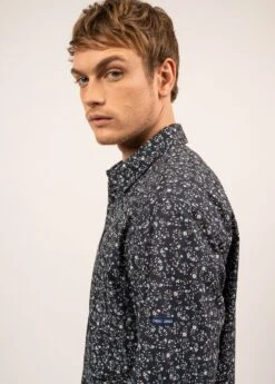 SAINT JAMES Chemise à Motifs François - à Manches Longues, En Coton (NAVY/JADE) -Chic Marin Soldes 2133 NAVY JADE 04