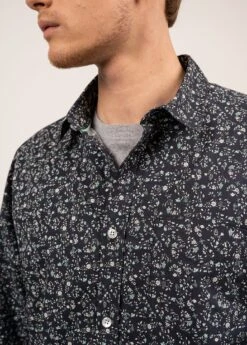 SAINT JAMES Chemise à Motifs François - à Manches Longues, En Coton (NAVY/JADE) -Chic Marin Soldes 2133 NAVY JADE 05