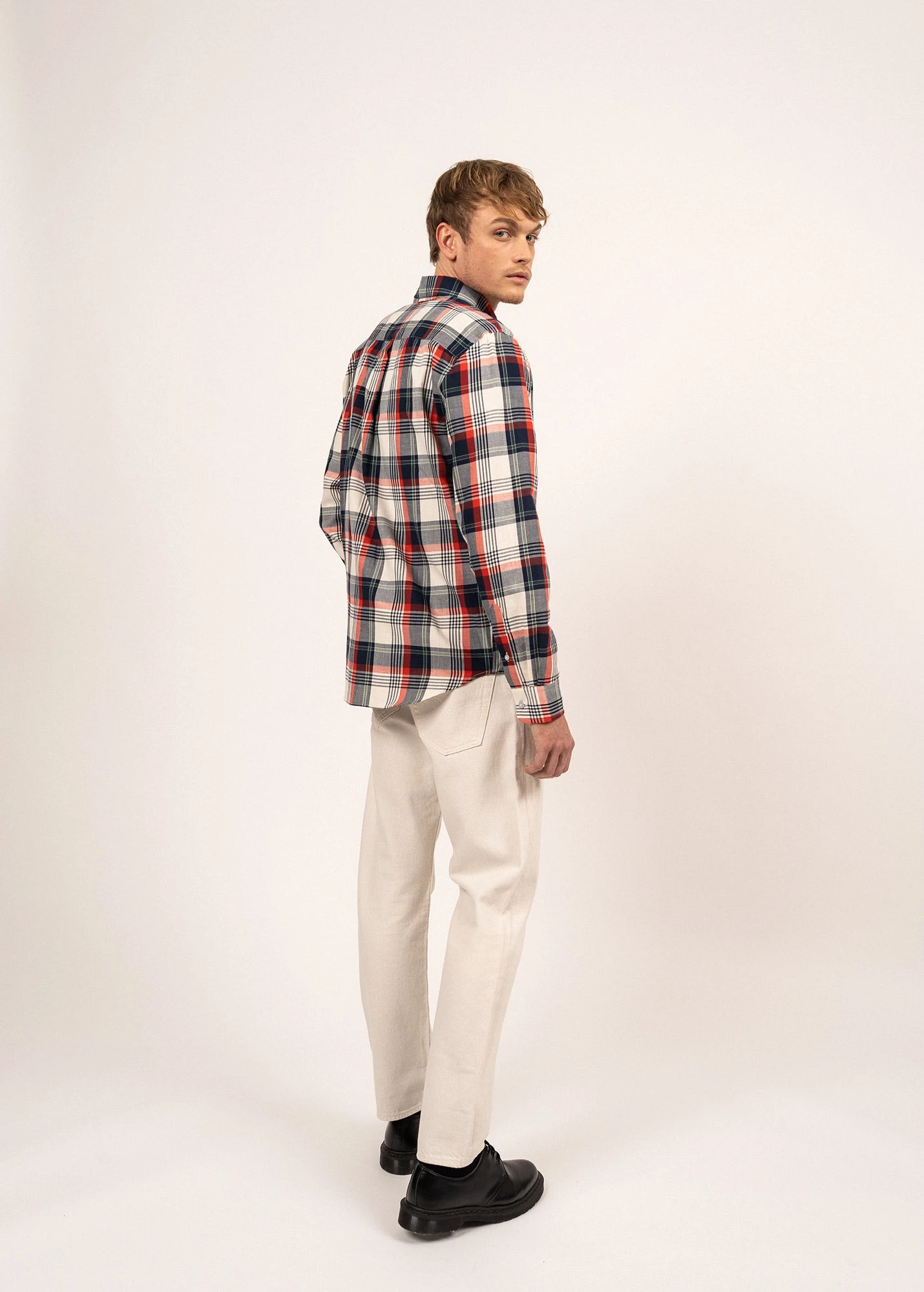 SAINT JAMES Chemise à Carreaux Silvio - à Manches Longues, En Coton (ECRU/MARINE/TULIPE) 4 SAINT JAMES Chemise à Carreaux Silvio - à Manches Longues, En Coton (ECRU/MARINE/TULIPE) - Image 2