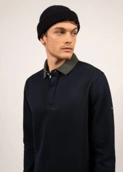 SAINT JAMES Polo à Manches Longues Lewis - En Coton, Col Contrasté (AMIRAL/VEGETAL) -Chic Marin Soldes 2139 AMIRAL VEGETAL 04