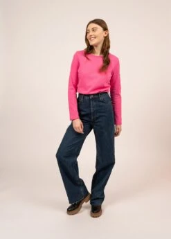 SAINT JAMES T-shirt Uni Octeville - En Coton, à Manches Longues (ROSE FLUO) -Chic Marin Soldes 2155 ROSE FLUO 03