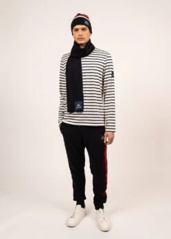 Echarpe à Rayures Placées En Laine Borrelli - SAINT JAMES X Kappa (NAVY/TULIPE/ECUME) -Chic Marin Soldes 2156 NAVY TULIP ECUME 03