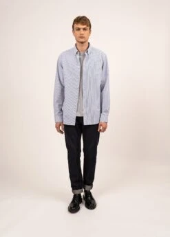 SAINT JAMES Chemise Rayée Matthew - à Manches Longues, En Popeline De Coton (BLANC/AMIRAL)