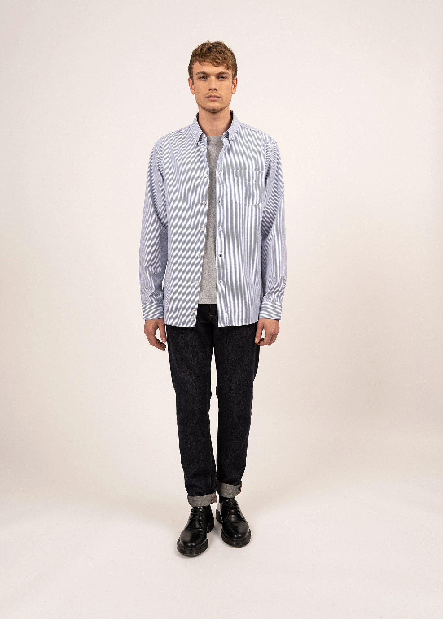 SAINT JAMES Chemise Rayée Matthew - à Manches Longues, En Popeline De Coton (BLANC/AMIRAL) 3 SAINT JAMES Chemise Rayée Matthew - à Manches Longues, En Popeline De Coton (BLANC/AMIRAL)