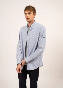 SAINT JAMES Chemise Rayée Matthew - à Manches Longues, En Popeline De Coton (BLANC/AMIRAL) 9 SAINT JAMES Chemise Rayée Matthew - à Manches Longues, En Popeline De Coton (BLANC/AMIRAL) -Chic Marin Soldes 2191 BLANC AMIRAL 03