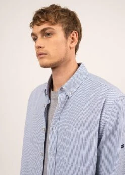 SAINT JAMES Chemise Rayée Matthew - à Manches Longues, En Popeline De Coton (BLANC/AMIRAL) 10 SAINT JAMES Chemise Rayée Matthew - à Manches Longues, En Popeline De Coton (BLANC/AMIRAL) -Chic Marin Soldes 2191 BLANC AMIRAL 04