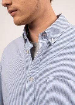 SAINT JAMES Chemise Rayée Matthew - à Manches Longues, En Popeline De Coton (BLANC/AMIRAL) 11 SAINT JAMES Chemise Rayée Matthew - à Manches Longues, En Popeline De Coton (BLANC/AMIRAL) -Chic Marin Soldes 2191 BLANC AMIRAL 05