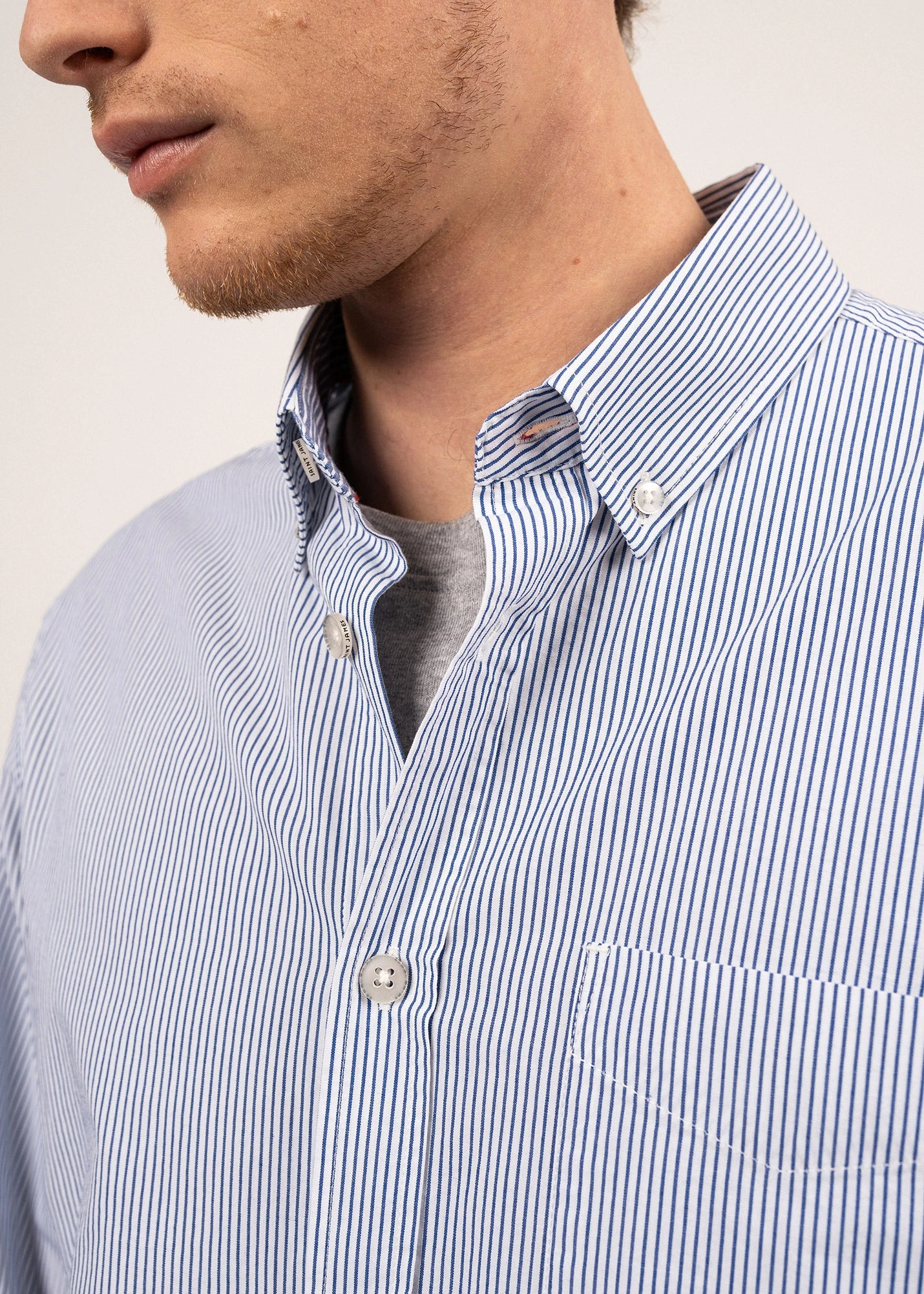 SAINT JAMES Chemise Rayée Matthew - à Manches Longues, En Popeline De Coton (BLANC/AMIRAL) 7 SAINT JAMES Chemise Rayée Matthew - à Manches Longues, En Popeline De Coton (BLANC/AMIRAL) - Image 5