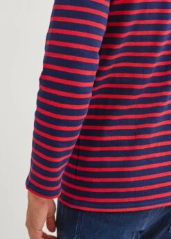 SAINT JAMES Marinière Col Bateau Guildo - En Coton épais (MARINE/TULIPE) -Chic Marin Soldes 2501 GUILDO R A MARINE TULIPE 05