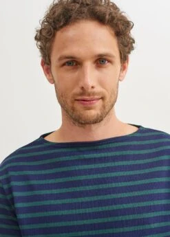 SAINT JAMES Marinière Col Bateau Guildo - En Coton épais (NAVY/PIN) -Chic Marin Soldes 2501 GUILDO R A NAVY PIN 03