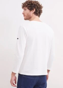 SAINT JAMES T-shirt Marin Guildo - Col Bateau, En Coton épais (NEIGE) -Chic Marin Soldes 2503 GUILDO U A NEIGE 13
